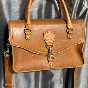 Saddleback Leather Co. Satchel Purse Tobacco Brown with removable strap